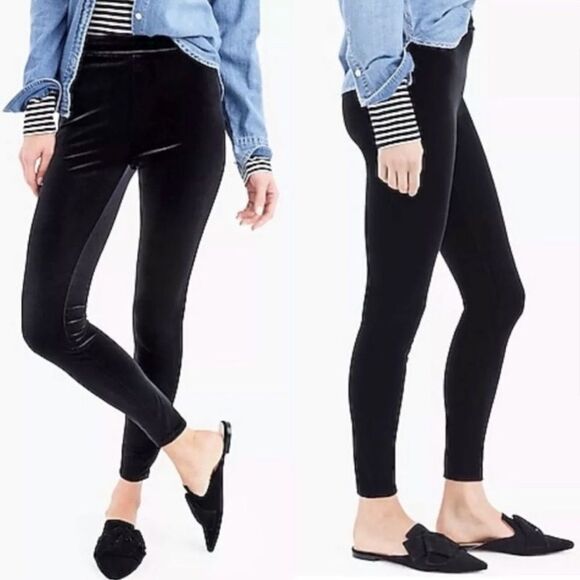 J. Crew Velvet Velour Legging Black NEW - Picture 1 of 10